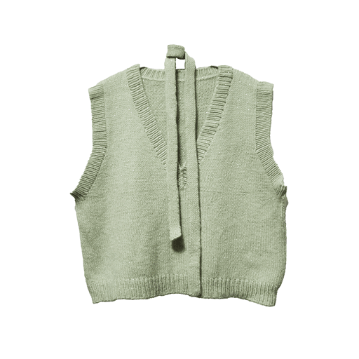 핸드메이드 연한 초록색 브이넥 조끼